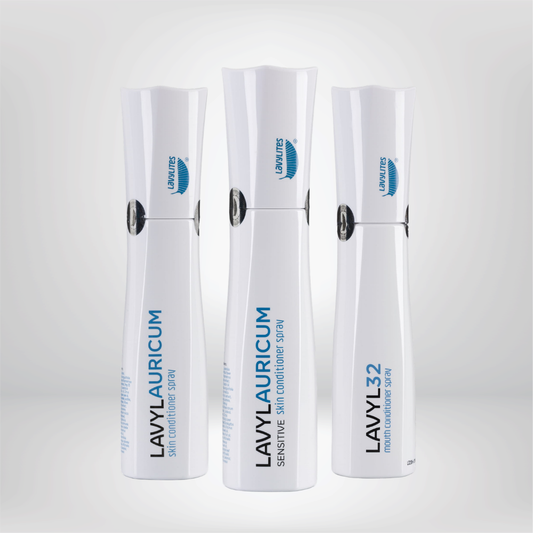 Probierset 3x 150ml Sprays: Original Lavylites Lavyl Auricum, Lavyl Auricum Sensitive, and Lavyl 32 spray