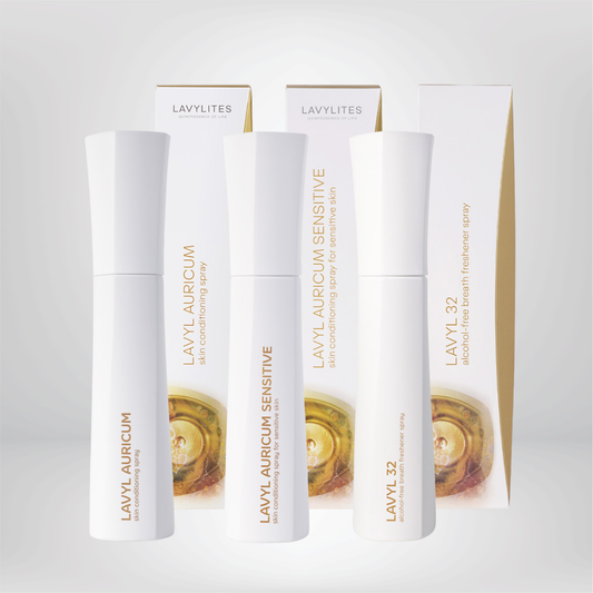 Probierset 3x 150ml Sprays: Original Lavylites Lavyl Auricum, Lavyl Auricum Sensitive, and Lavyl 32 spray